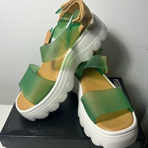 Melissa kick off sandal clear green / white platform